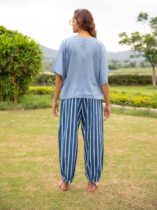 Grey Winter Modal Silk Short Top & Lantern Pants Set - Pinklay