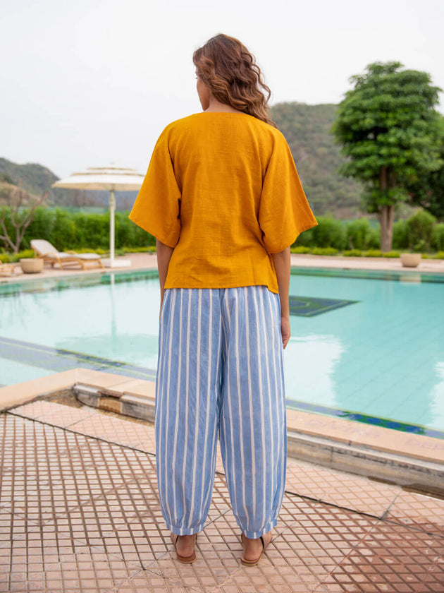 Mustard Cotton Slub Short Top - Pinklay
