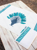 Set of 2 - Palm Block Printed Waffle Hand Towels - Pinklay
