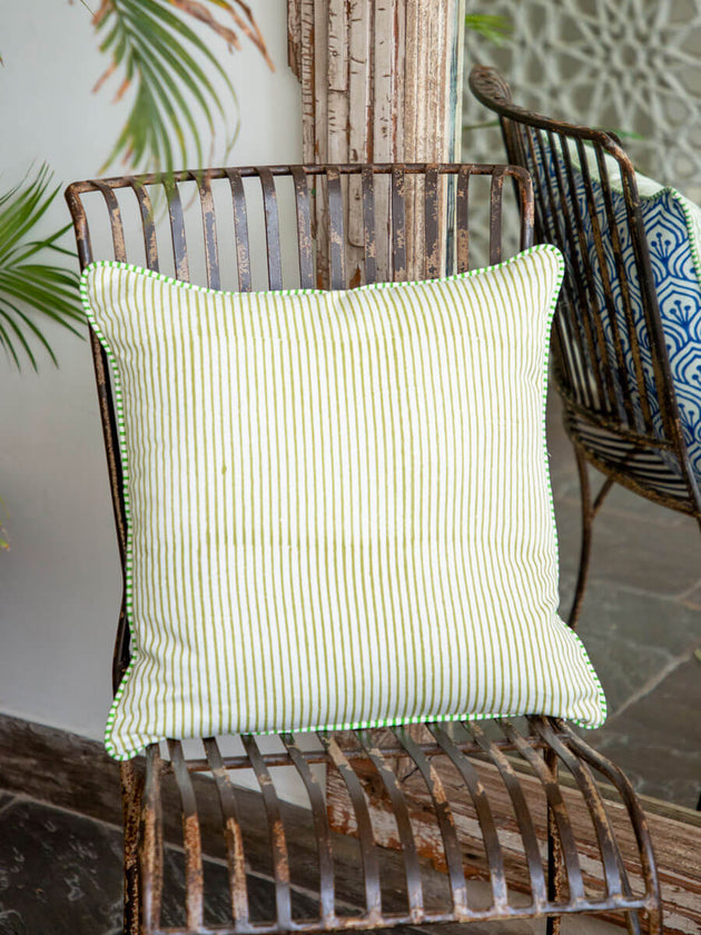 Pankh Block Printed Cotton Cushion Cover - 16 Inch - Pinklay