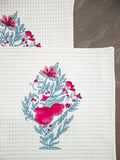 Set of 2 - Pinar Block Printed Waffle Face Towels - Pinklay