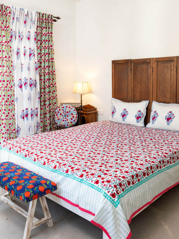 Pinar Block Printed Cotton Curtain - Pinklay