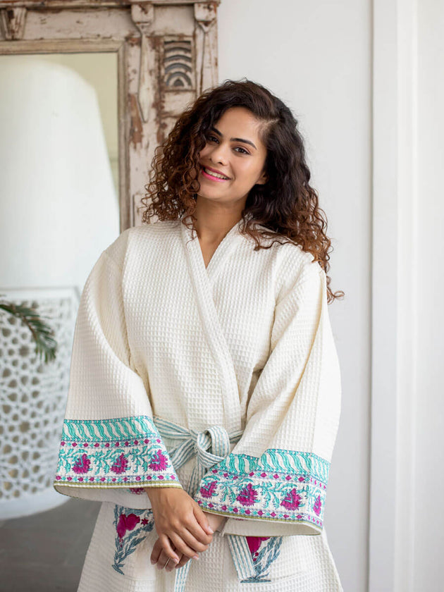 Pinar Waffle Cotton Bath Robe - Pinklay