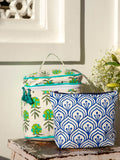 Set of 2 - Megha Block Printed Vanity Case and Travel Pouch - Pinklay