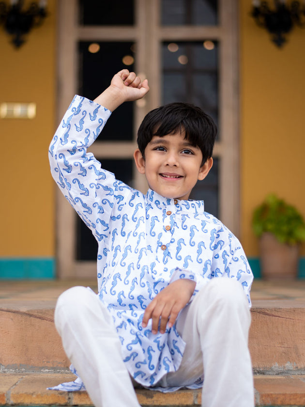 Seahorse Organic Cotton Long Kurta - Pinklay