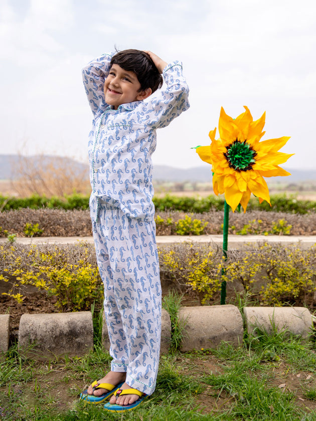 Seahorse Organic Cotton Top & Pyjama Set - Pinklay