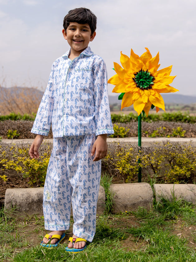 Seahorse Organic Cotton Top & Pyjama Set - Pinklay