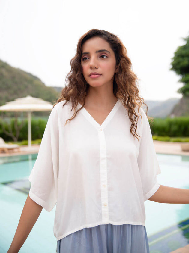 Serenity Modal Silk Short Top & Lantern Pants Set - Pinklay