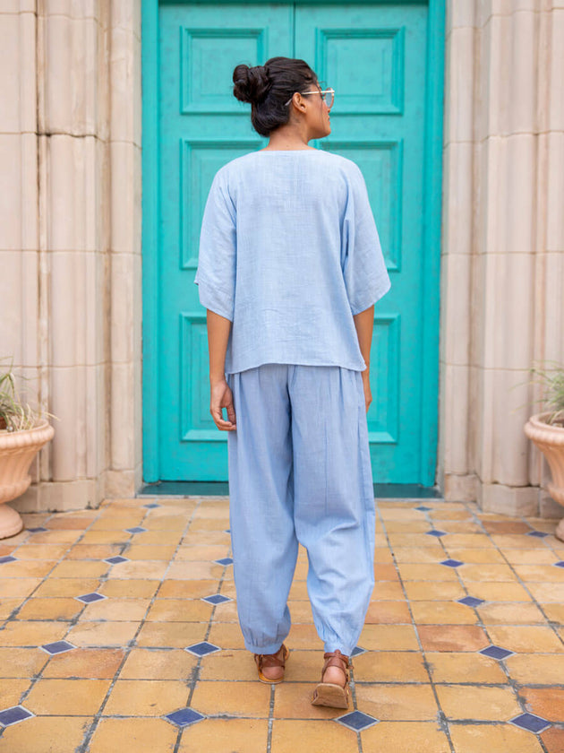 Evening Sky Cotton Slub Short Top - Pinklay