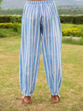 English Stripes Cotton Slub Lantern Pants - Pinklay