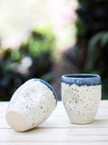 Set of 2 - Dreamy White Dimpled Hand-Thrown Ceramic Tumbler - Pinklay