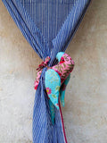 Indigo Stripes Block Printed Cotton Curtain - Pinklay