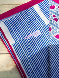 Indigo Stripes Block Printed Cotton Curtain - Pinklay