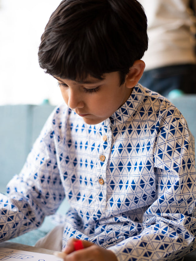 Indigo Love Organic Cotton Long Kurta - Pinklay