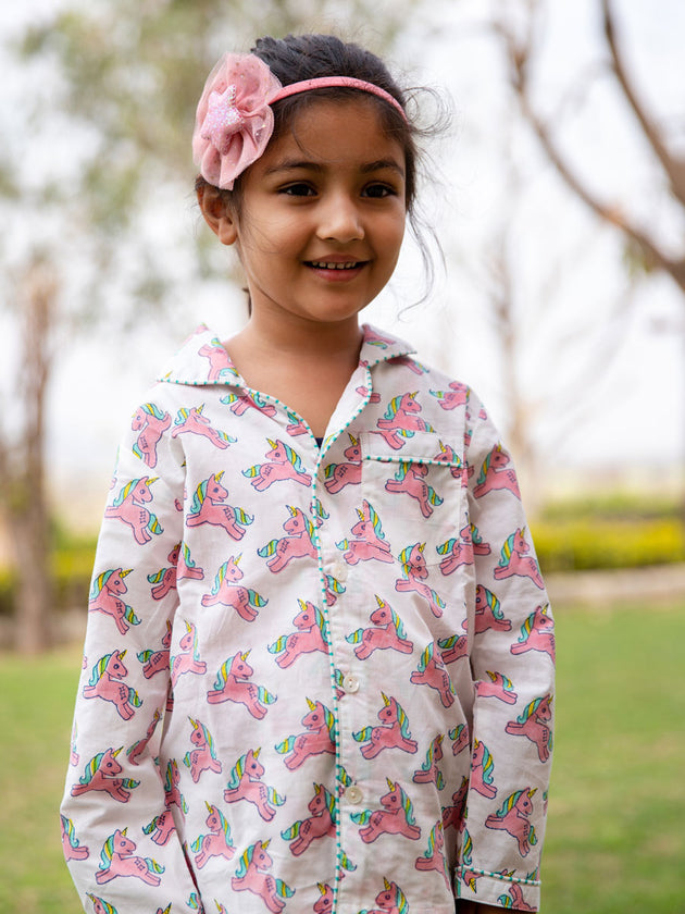 Unicorn Organic Cotton Top & Pyjama Set - Pinklay