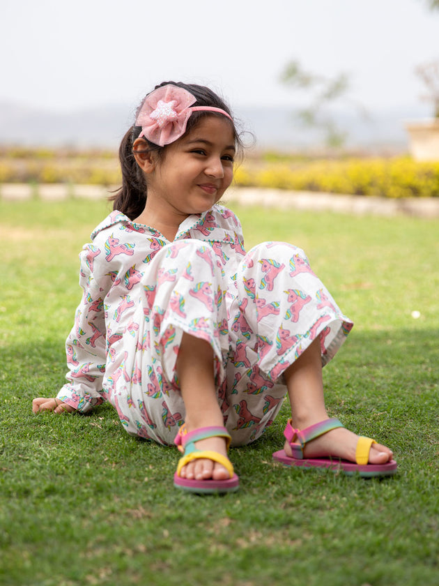 Unicorn Organic Cotton Top & Pyjama Set - Pinklay