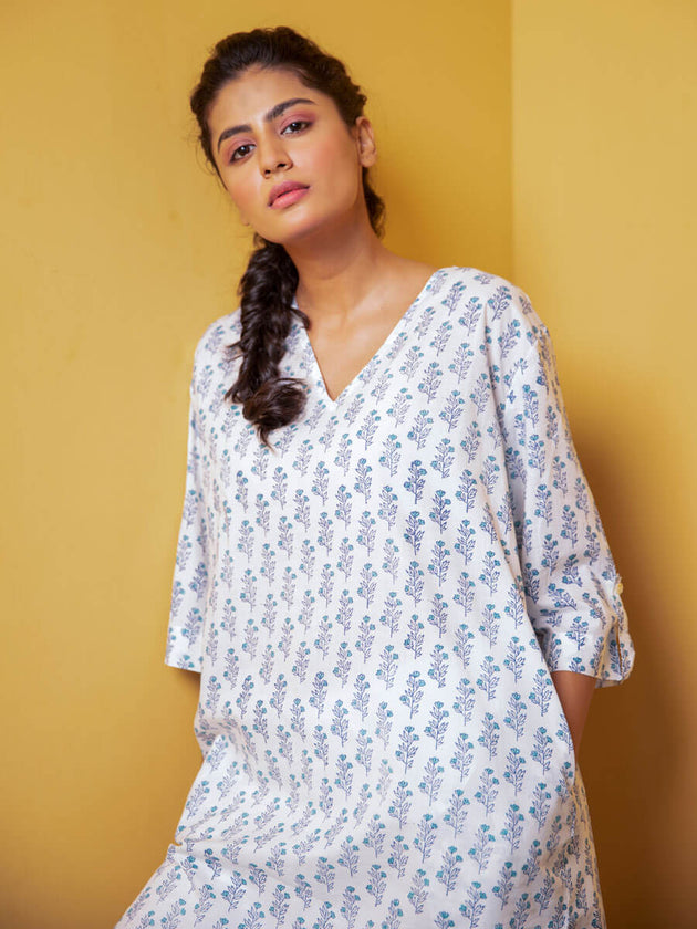 Wild Lily Cotton Kurta & Lantern Pants Set - Pinklay