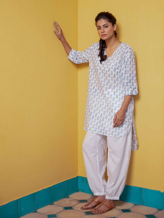 Wild Lily Cotton Kurta & Lantern Pants Set - Pinklay