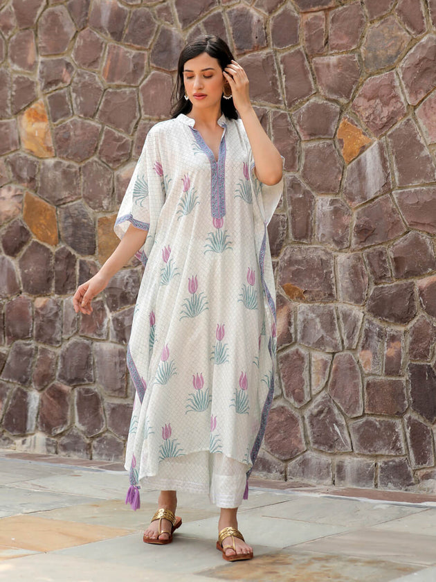 Barkha Modal Silk Kaftan Kurta - Pinklay