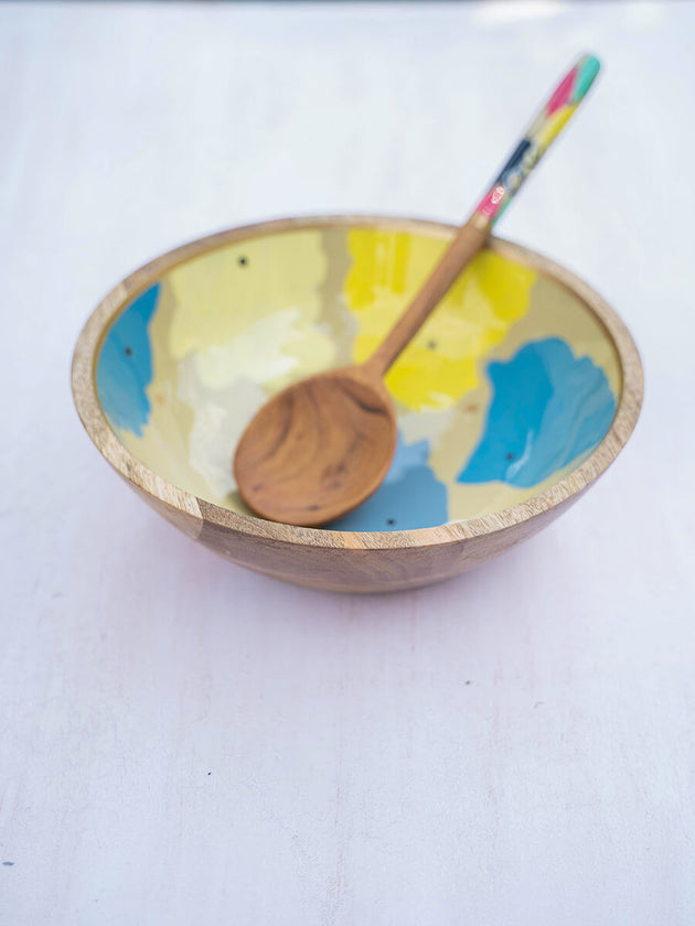 Color Riot Wooden Salad Bowl - Medium - Pinklay
