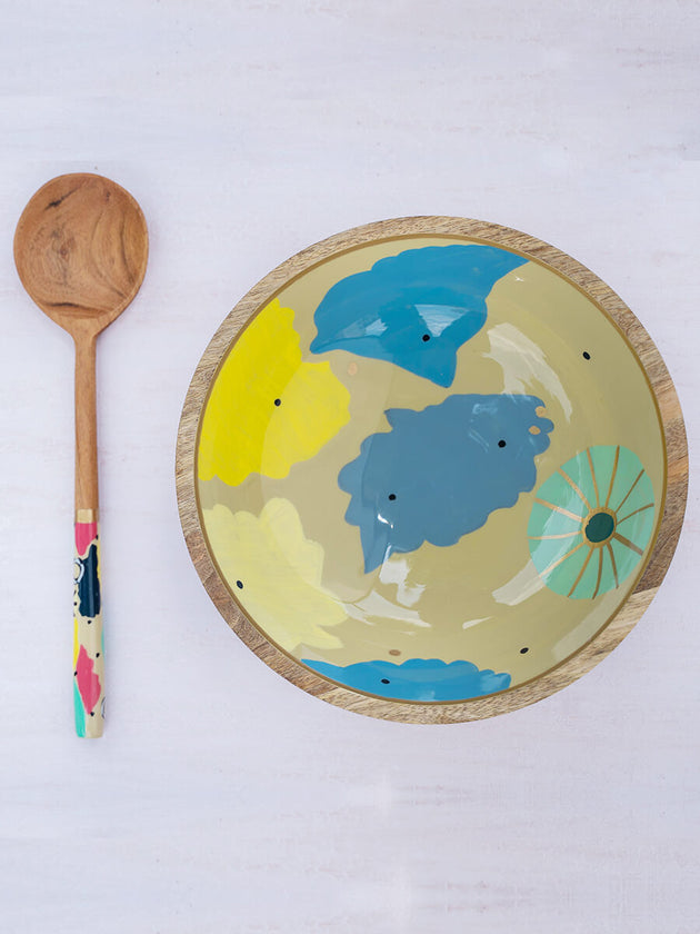 Color Riot Wooden Salad Bowl - Medium - Pinklay