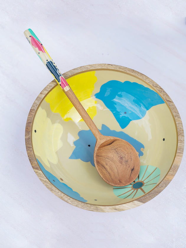 Color Riot Wooden Salad Bowl - Medium - Pinklay
