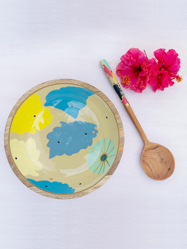 Color Riot Wooden Salad Bowl - Medium - Pinklay
