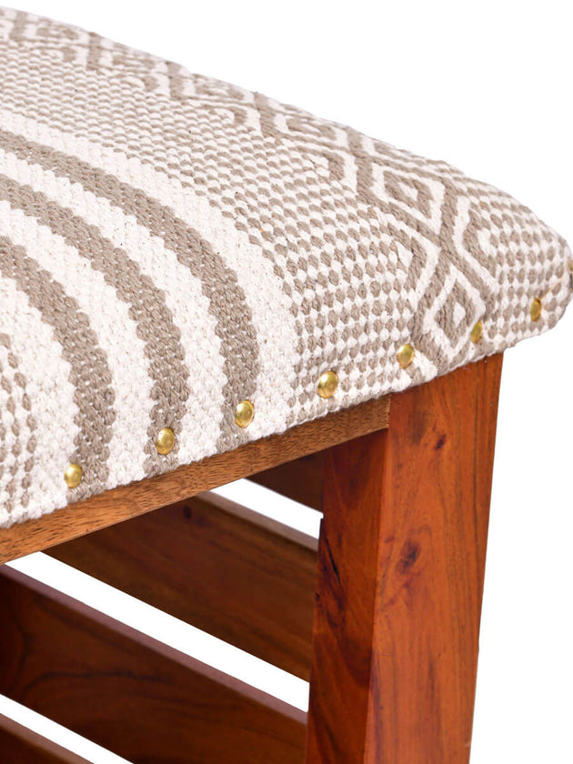 Dream Run Acacia Solid Wood Storage Bench With Upholstery - Pinklay
