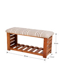 Dream Run Acacia Solid Wood Storage Bench With Upholstery - Pinklay