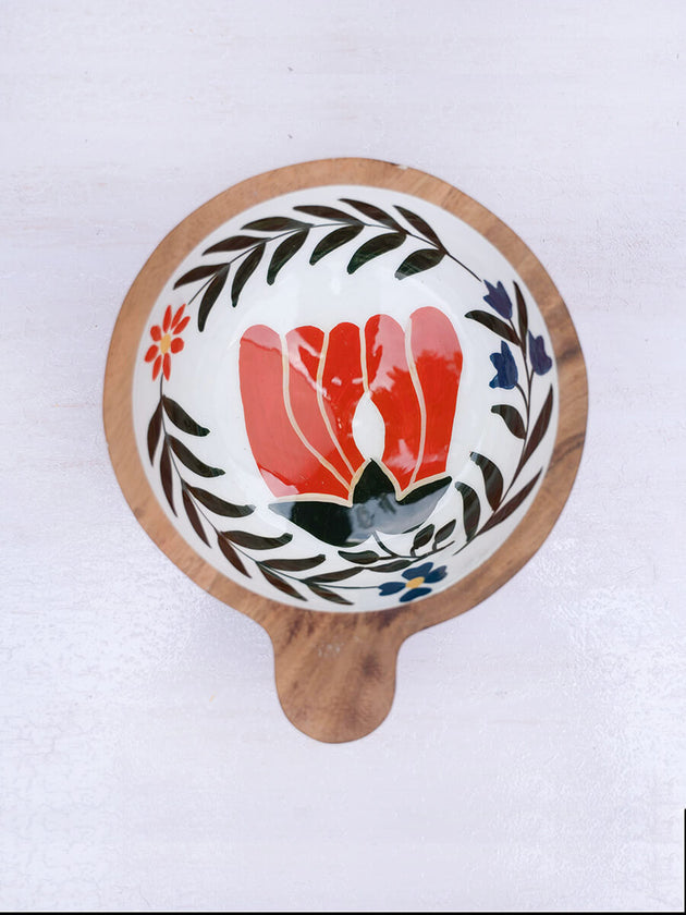 Dreamy Garden Hand Carved Wooden Snack and Fruit Bowl - Pinklay