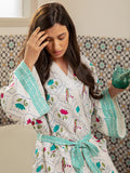 Heavenly Lotuses Luxury Cotton Bath Robe - Pinklay