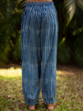 Indigo Stripes Cotton Lantern Pants - Pinklay