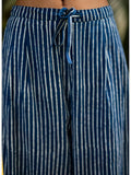 Indigo Stripes Cotton Lantern Pants - Pinklay