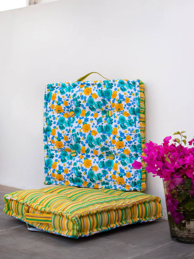 Joys Of Spring Tufted Fabric Floor Cushions - Pinklay