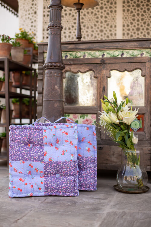 Lavender Fields Patchwork Floor Cushion - Pinklay