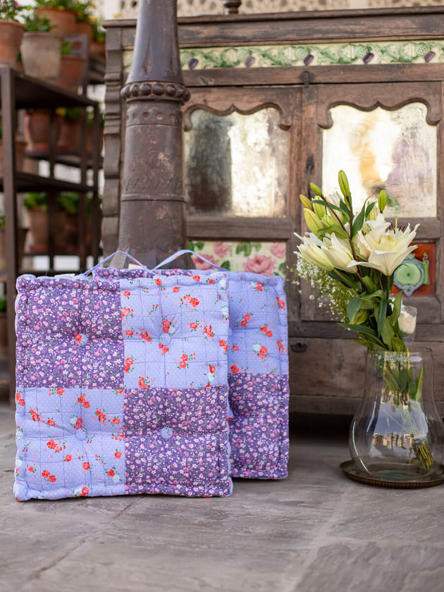 Lavender Fields Patchwork Floor Cushion - Pinklay