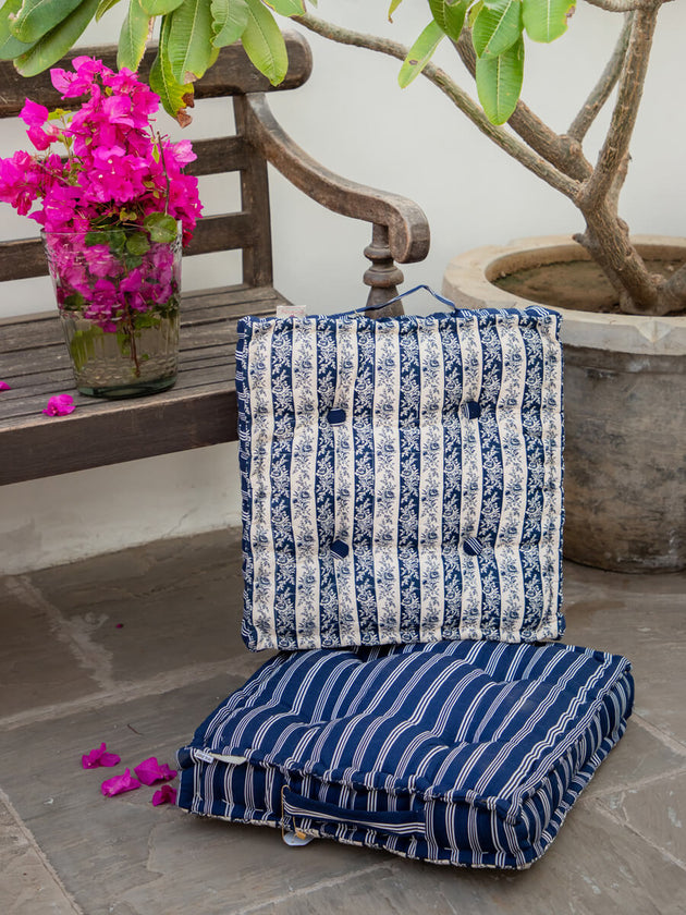 Night Sky Tufted Fabric Floor Cushions - Pinklay