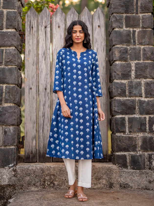 Nightfall Cotton Long Kurta - Pinklay