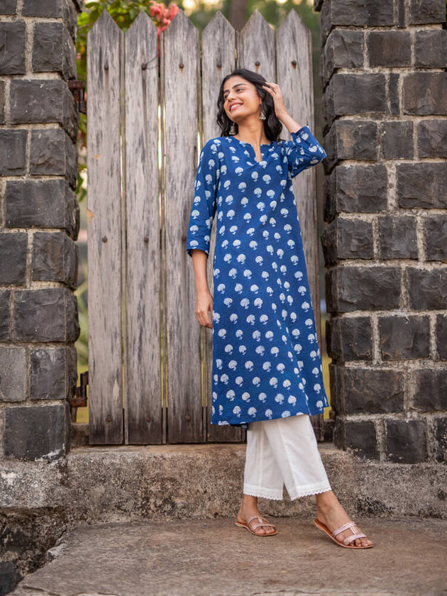 Nightfall Cotton Long Kurta - Pinklay