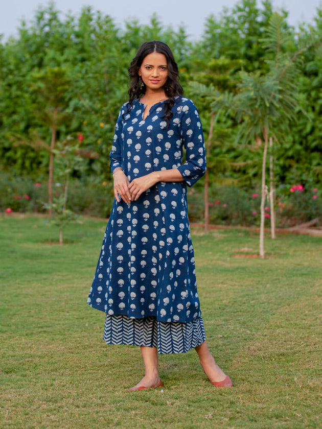 Nightfall Cotton Long Kurta - Pinklay