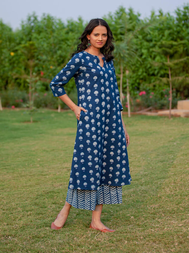 Nightfall Cotton Long Kurta - Pinklay