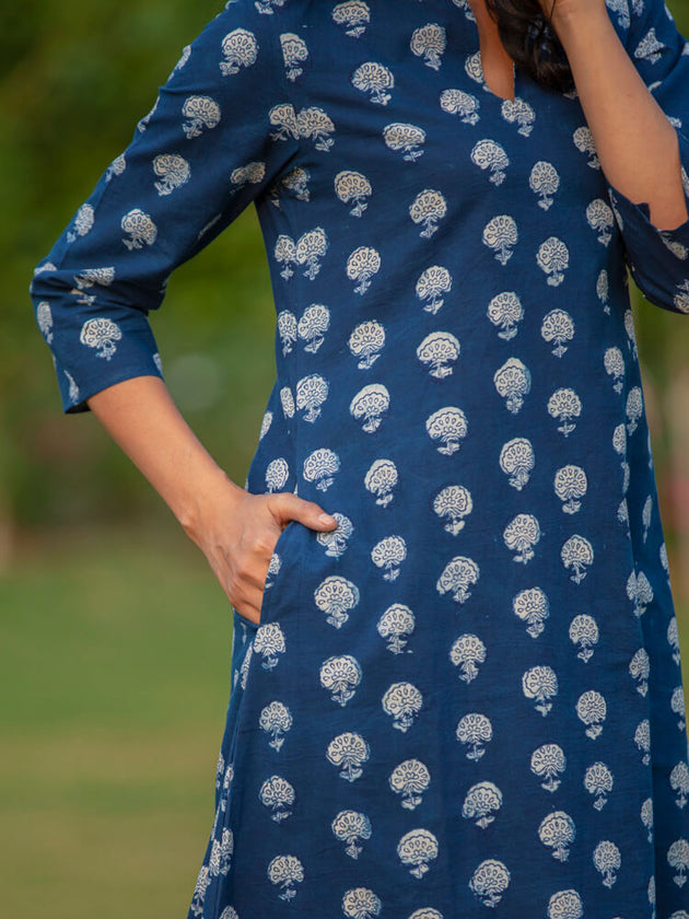 Nightfall Cotton Long Kurta - Pinklay