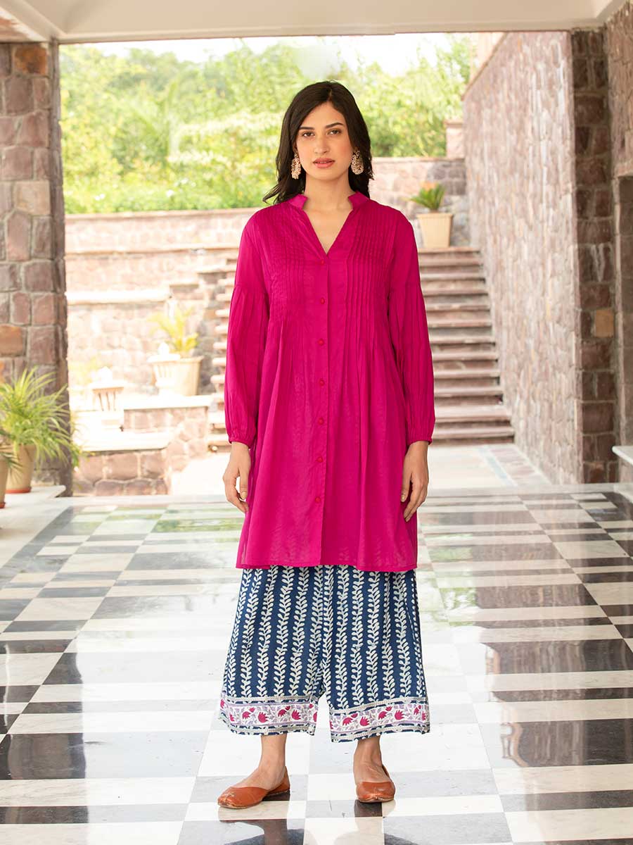 A - Line Pink Ladies Kurti Palazzo Set, Size: XL at Rs 290/piece in Unnao |  ID: 26018501591