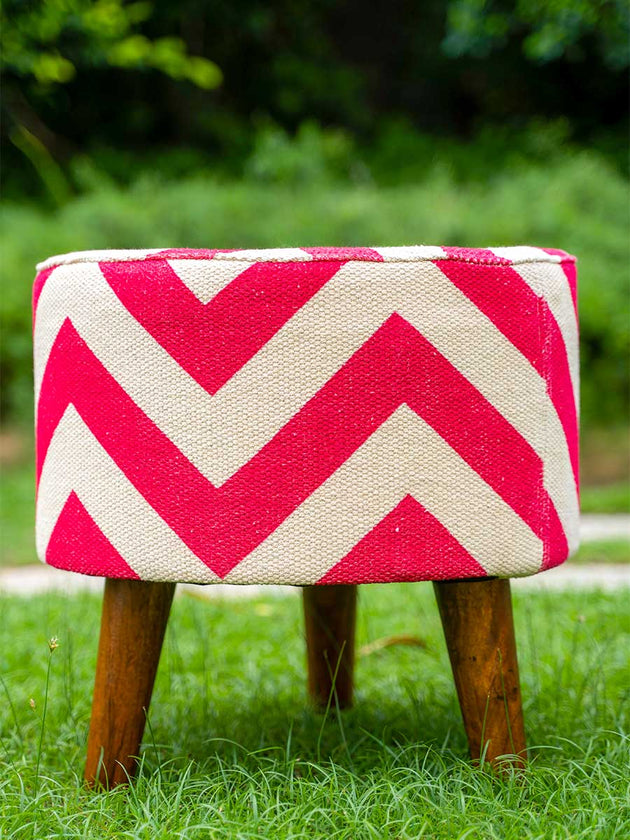Pink Daisies Upholstered Ottoman - Pinklay