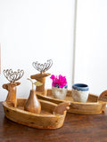 Reindeer Solid Wood Boat Tray - Large - Pinklay