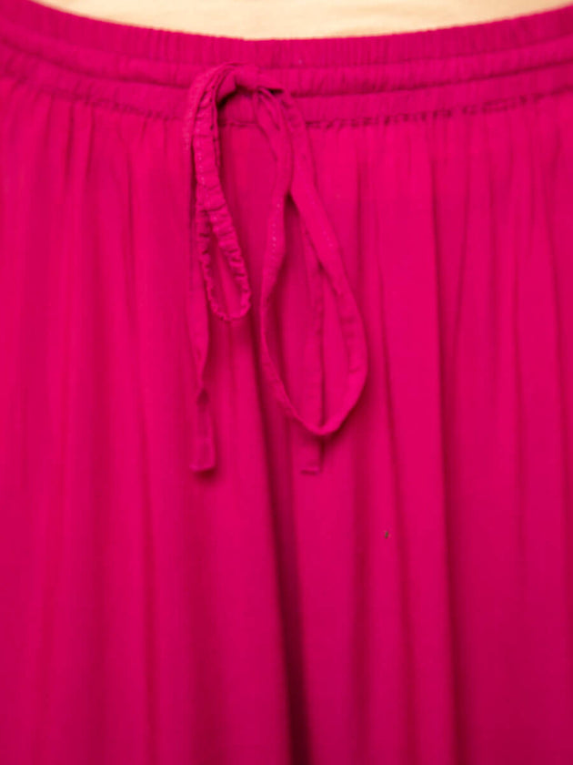 Solid Fuscia Pink Modal Silk Palazzo Pants - Pinklay