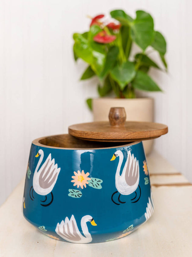 Swan Song Wooden Jar - Pinklay