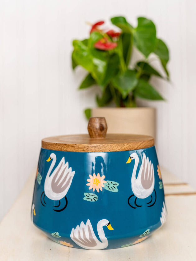 Swan Song Wooden Jar - Pinklay