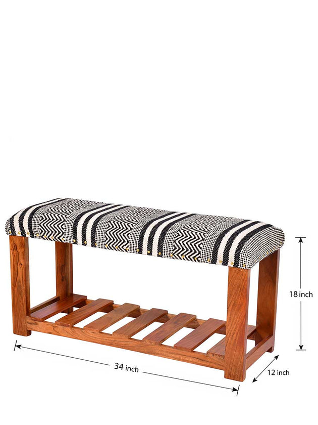 Waldorf Acacia Solid Wood Storage Bench With Seat Cushion - Pinklay