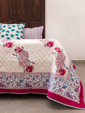 Padmaja Block Printed Cotton Quilt - Pinklay